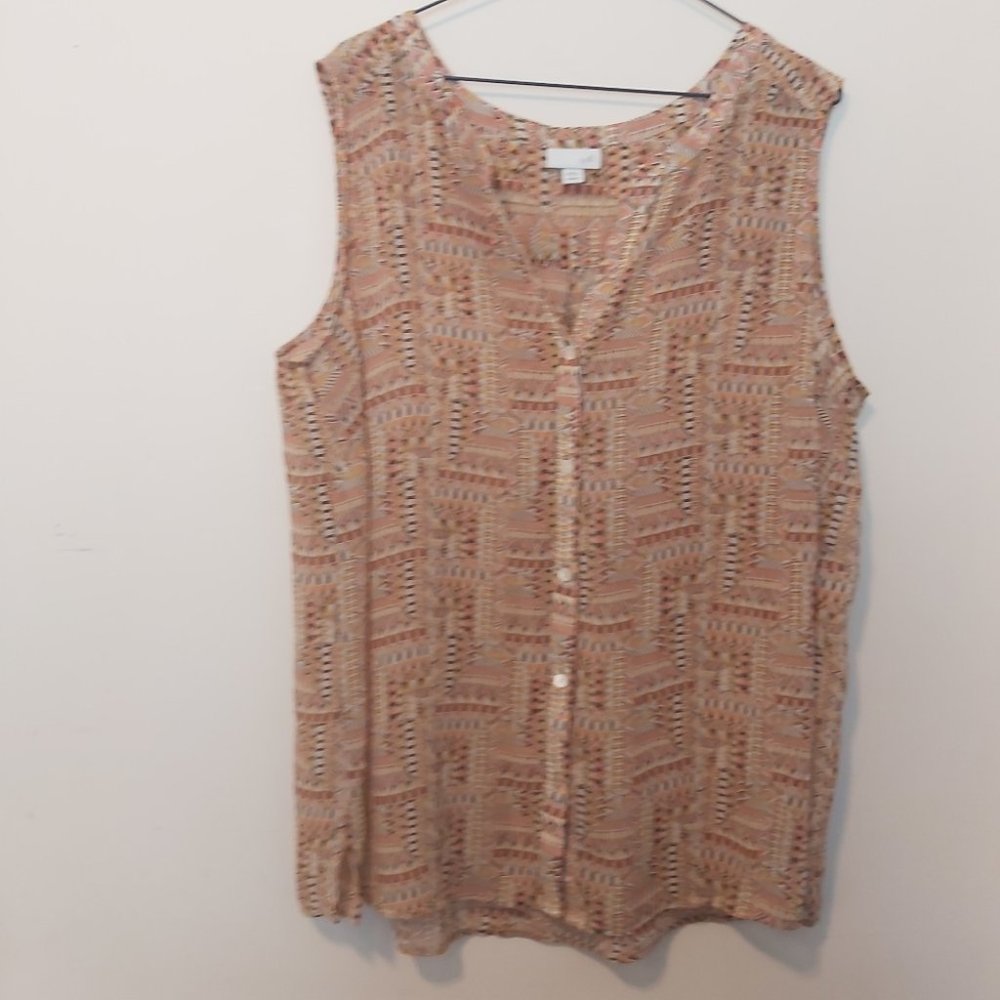 J. JILL | Women's Sheer Tank Top Blouse Brown Orange Size 2X